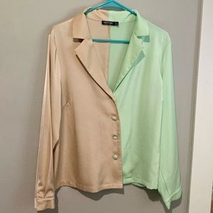 Button Down Colorblock peach/mint Shirt